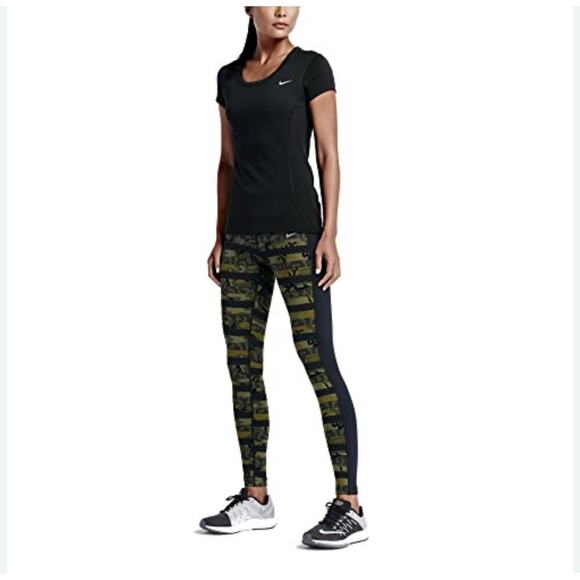 Nike Women’s Epic Luxe Clash Dri-Fit Running Tights Size XS Camo Green/Black - Picture 2 of 11